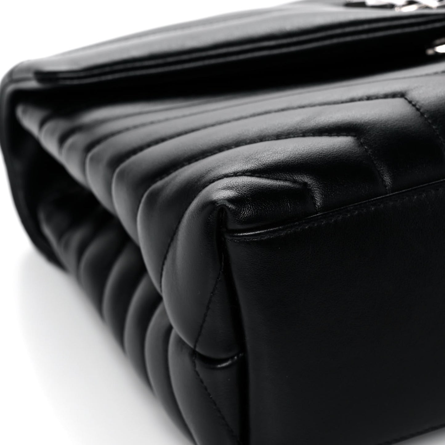 Calfskin Y Quilted Monogram Medium Loulou Chain Satchel Black