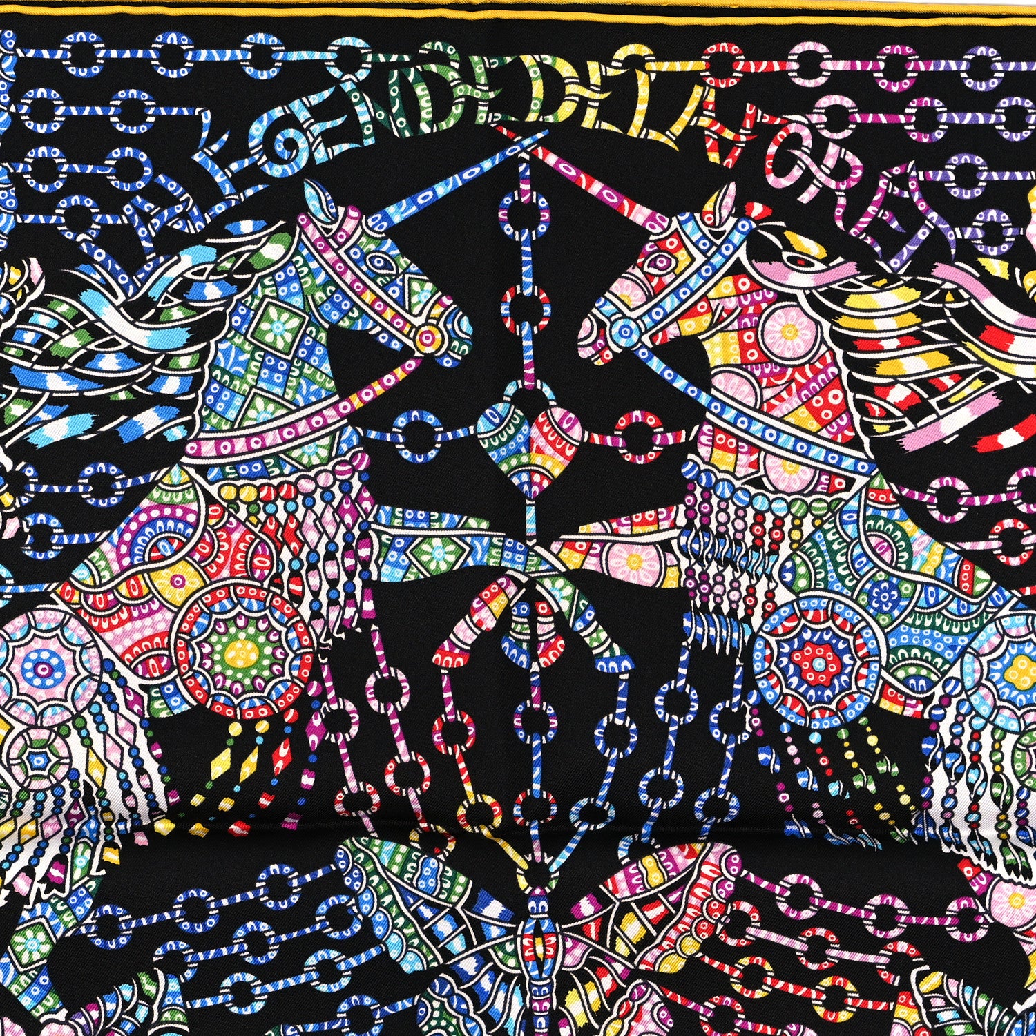 Hermes Silk La Legende de La Foret Scarf 90 Black Mauve Multicolor 4 of 4