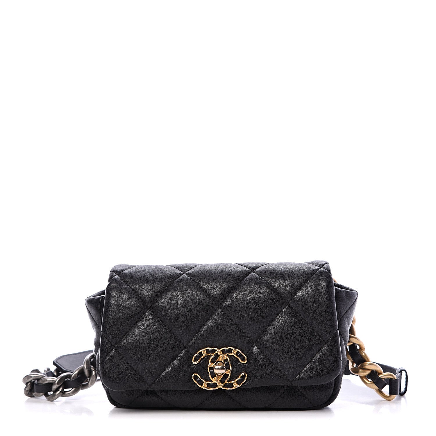 Chanel Lambskin Quilted Chanel 19 Waist Bag Black 1 of 9