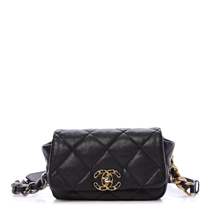Chanel Lambskin Quilted Chanel 19 Waist Bag Black 1 of 9