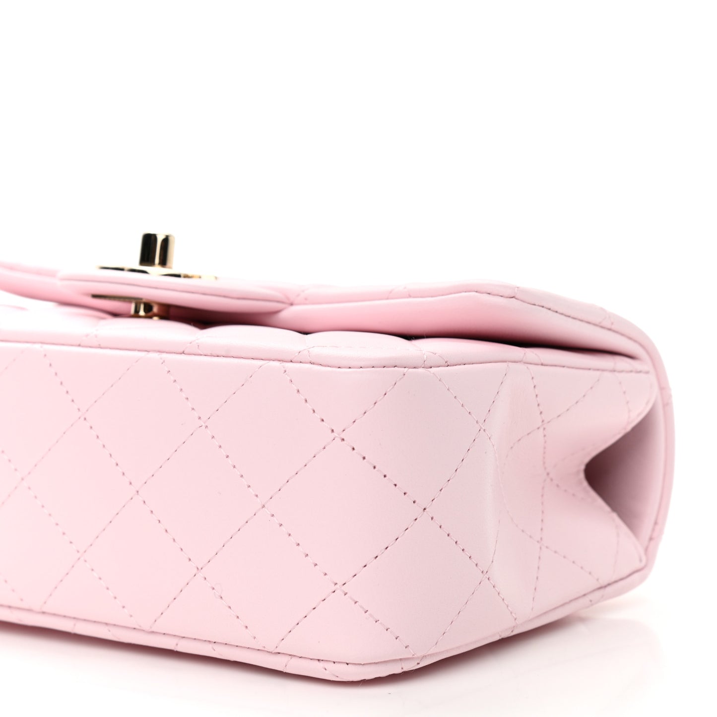Lambskin Quilted Mini Top Handle Rectangular Flap Light Pink