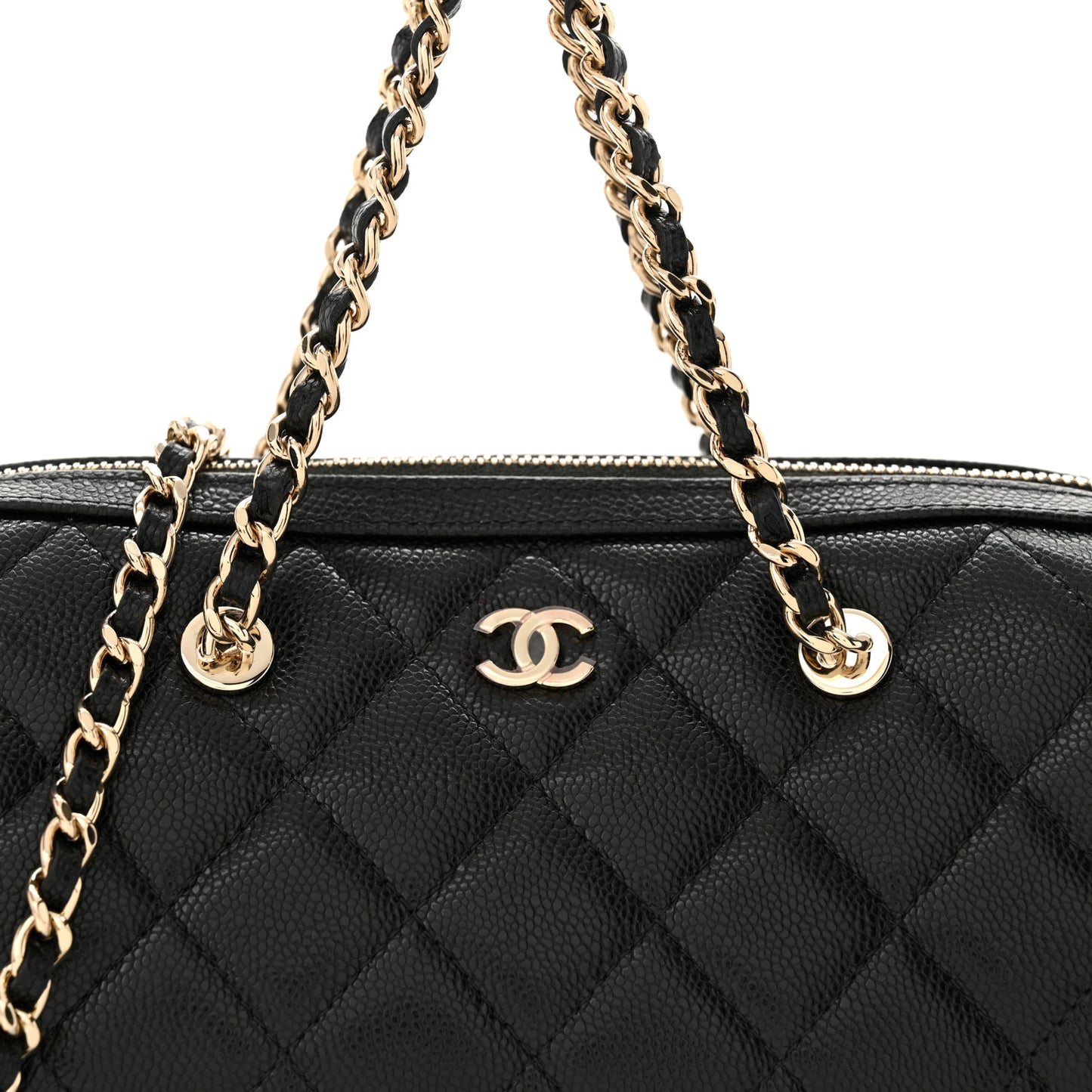 Caviar Quilted Classic Clutch With Chain Black