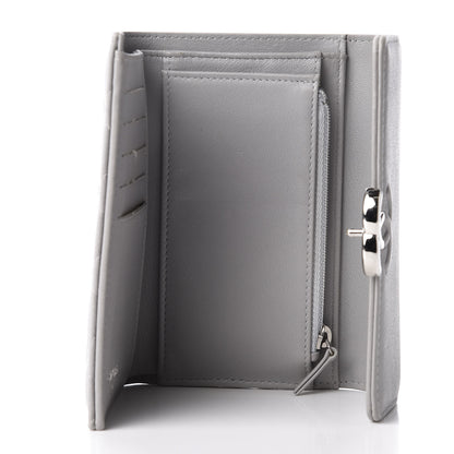 Chanel Goatskin Quilted CC Box Flap Wallet Grey 4 of 11