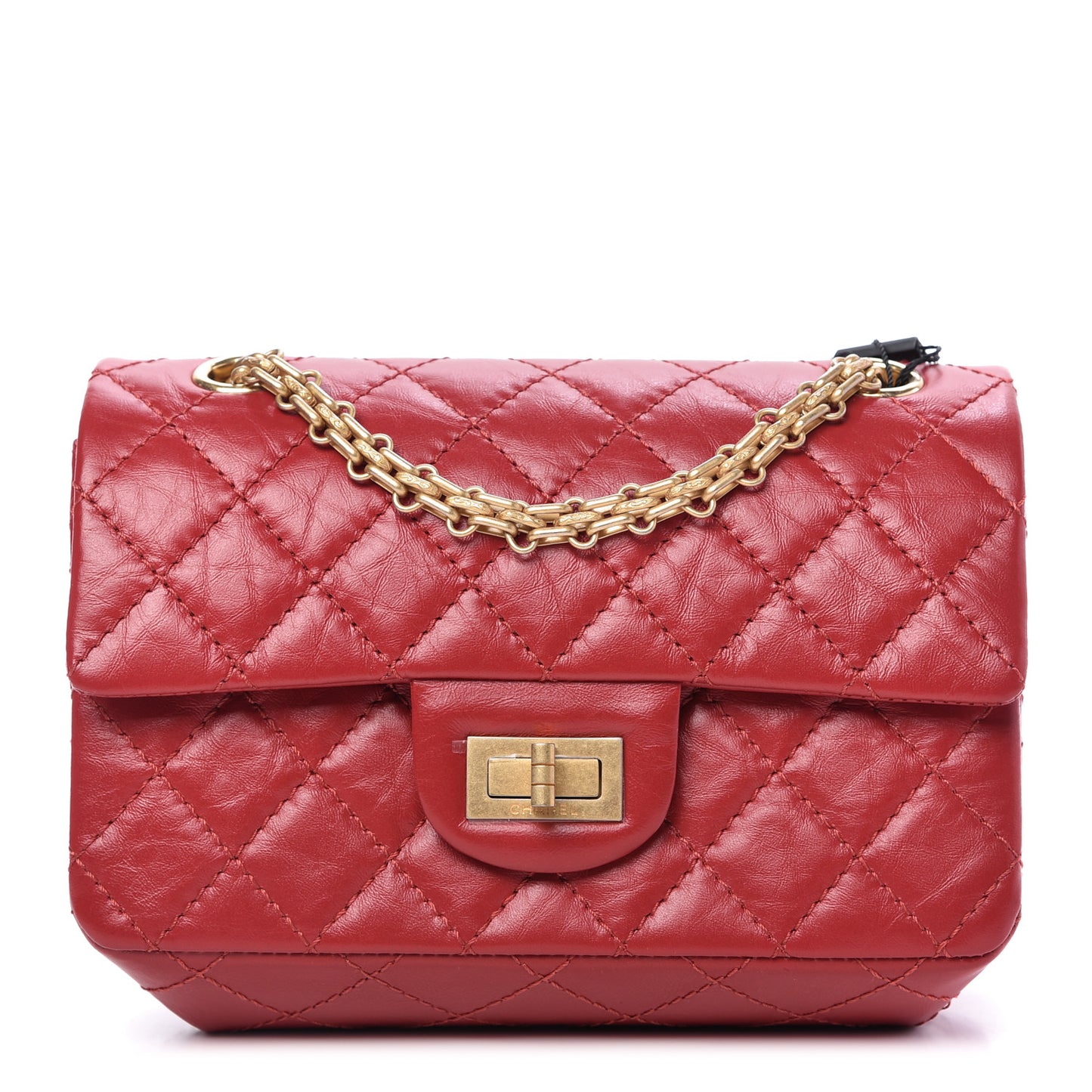 Aged Calfskin Quilted 2.55 Reissue Mini Flap Red