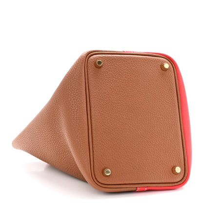 Hermes Taurillon Clemence Casaque Picotin Lock 18 PM Gold Rouge De Coeur 4 of 11