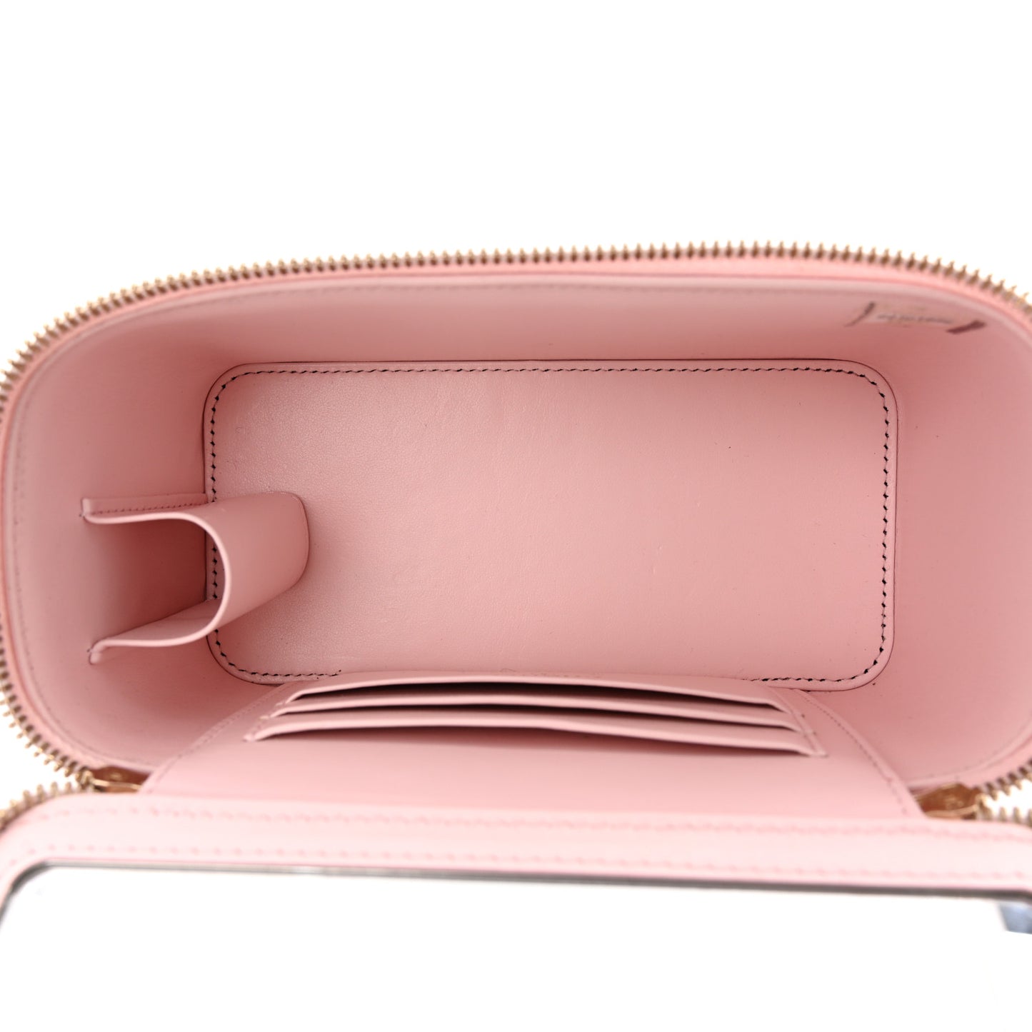 Caviar Quilted Small Vanity Case With Chain Light Pink