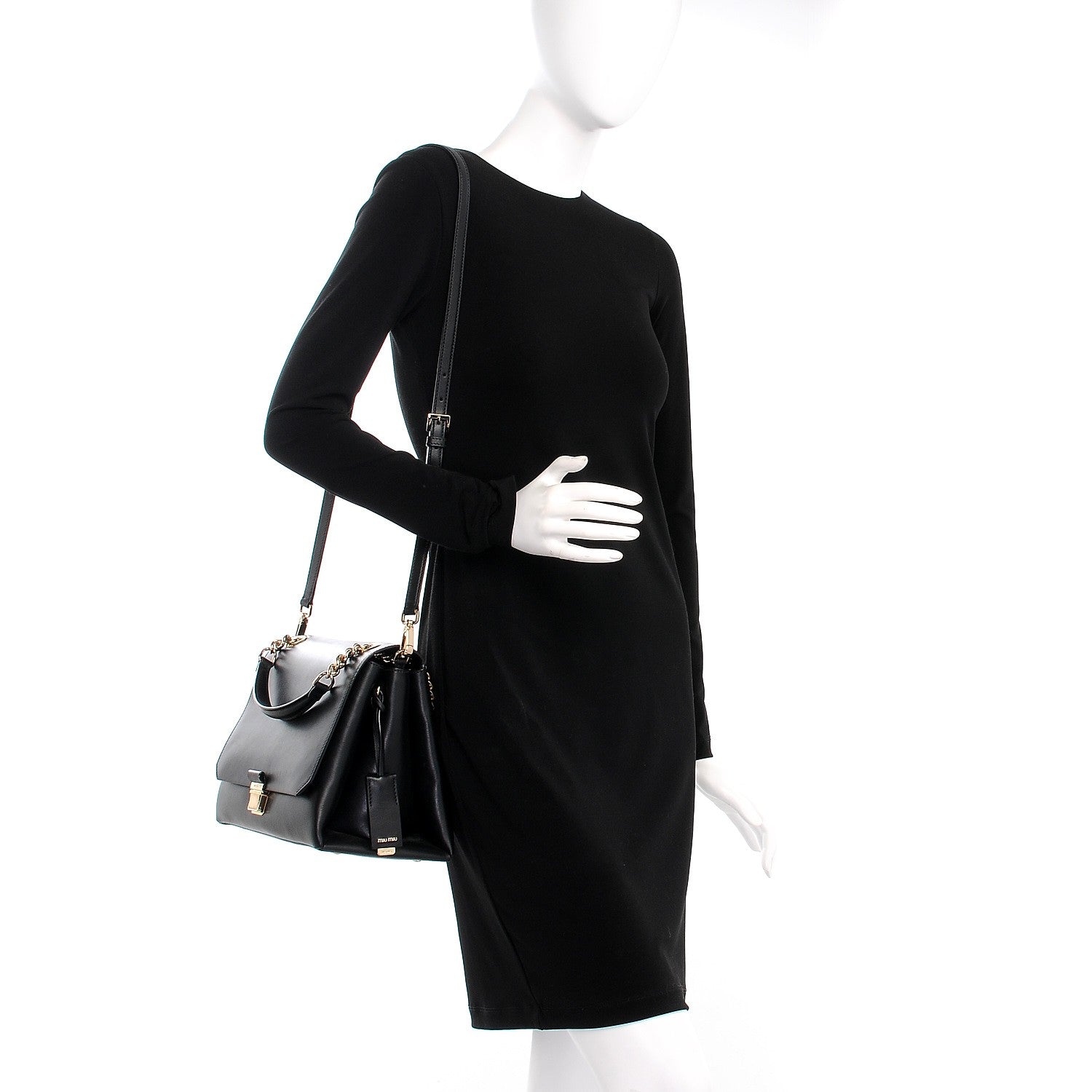 Miu Miu Soft Calfskin Top Handle Satchel Nero Black 2 of 10