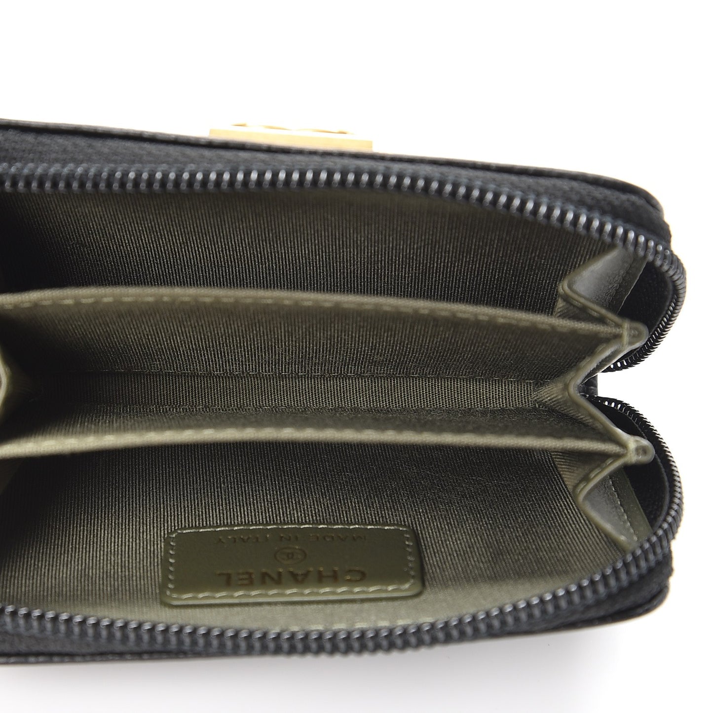Caviar Quilted Boy Zip Around Coin Purse Wallet Black