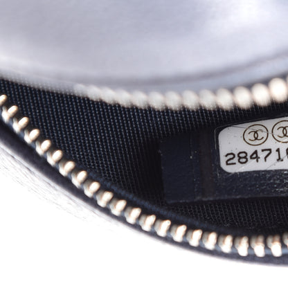 Chanel Goatskin Camellia Embossed Round Clutch With Chain Dark Blue 9 of 12