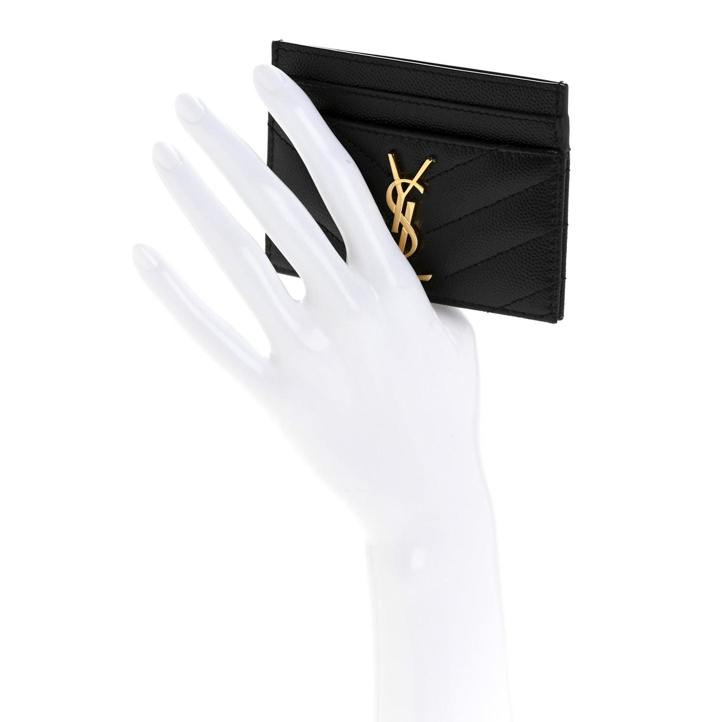 Grain De Poudre Matelasse Chevron Monogram Credit Card Case Black