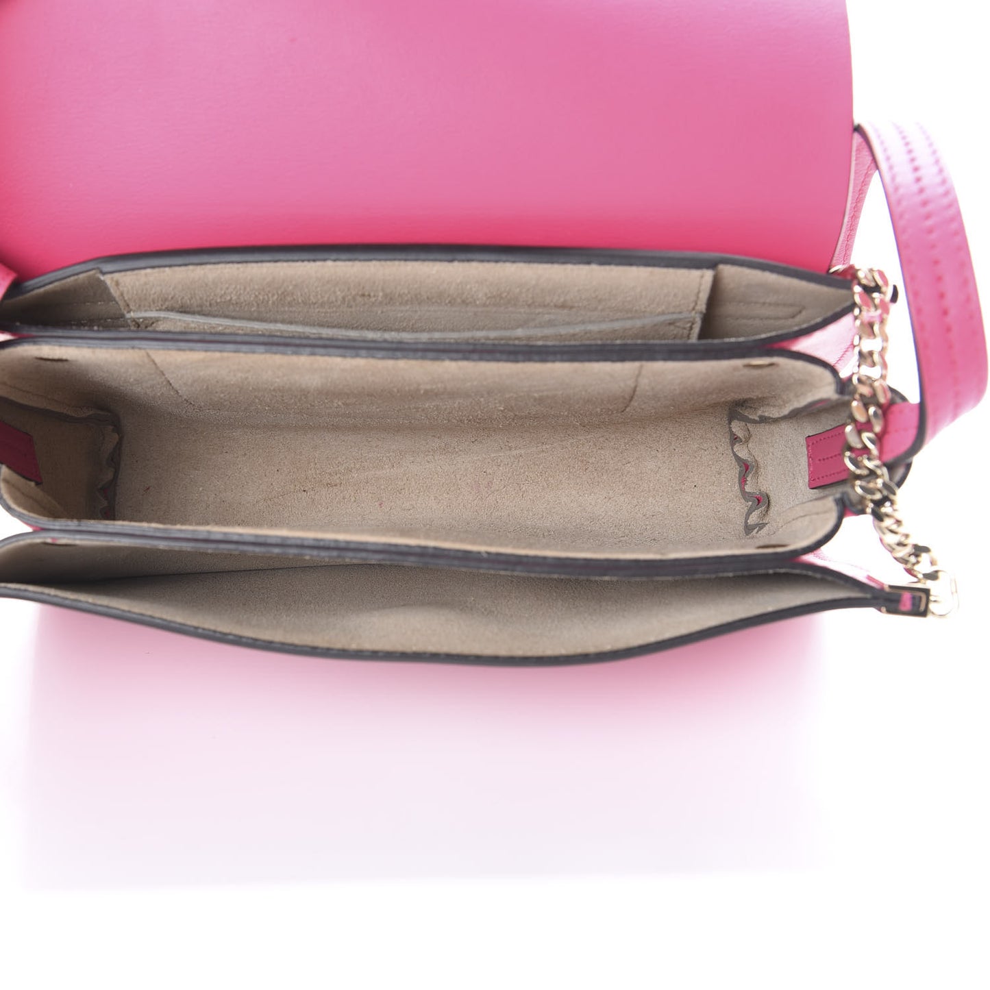 Suede Calfskin Small Faye Shoulder Bag Fuchsia Rose