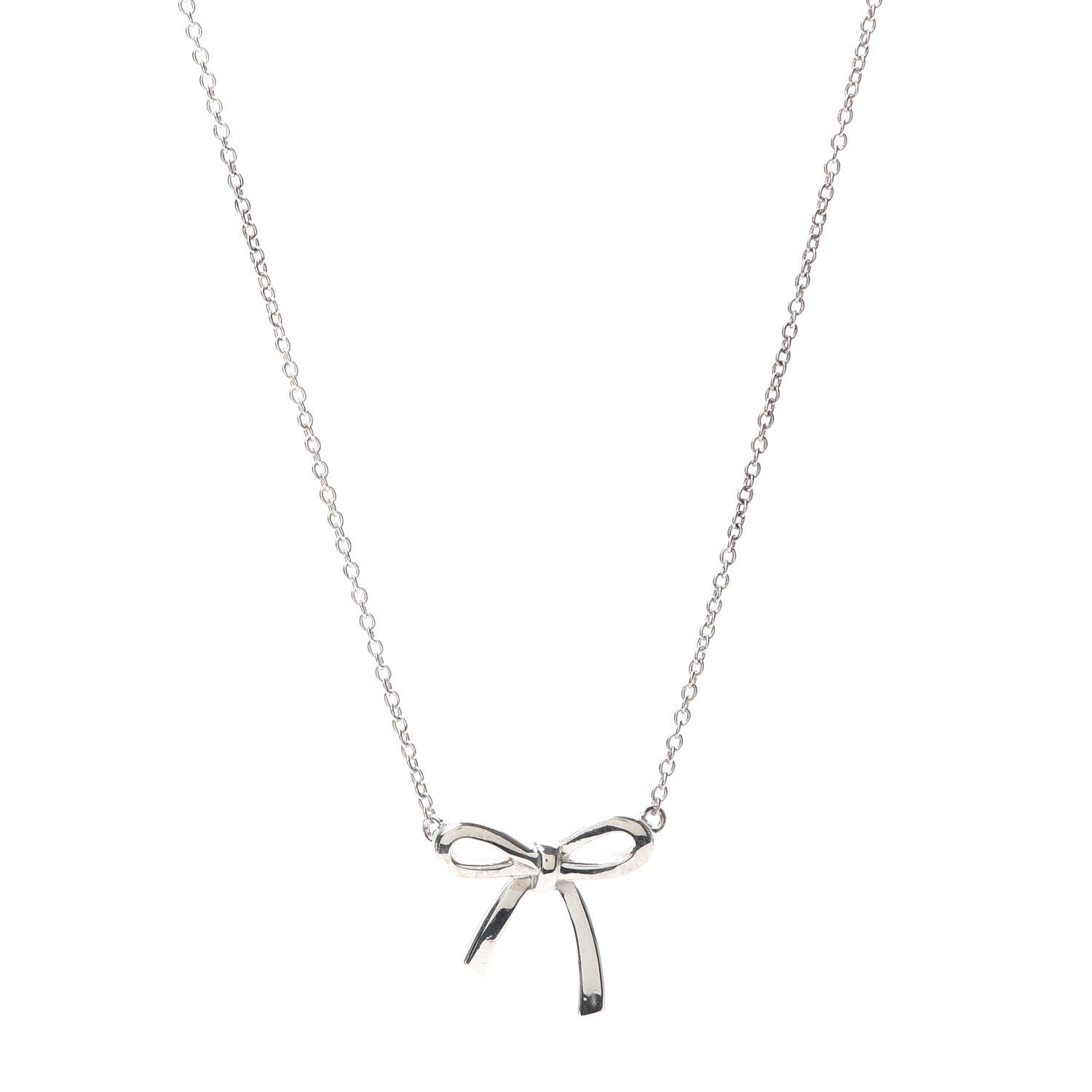 Tiffany Sterling Silver Small Bow Pendant Necklace 1 of 5