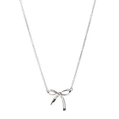 Tiffany Sterling Silver Small Bow Pendant Necklace 1 of 5