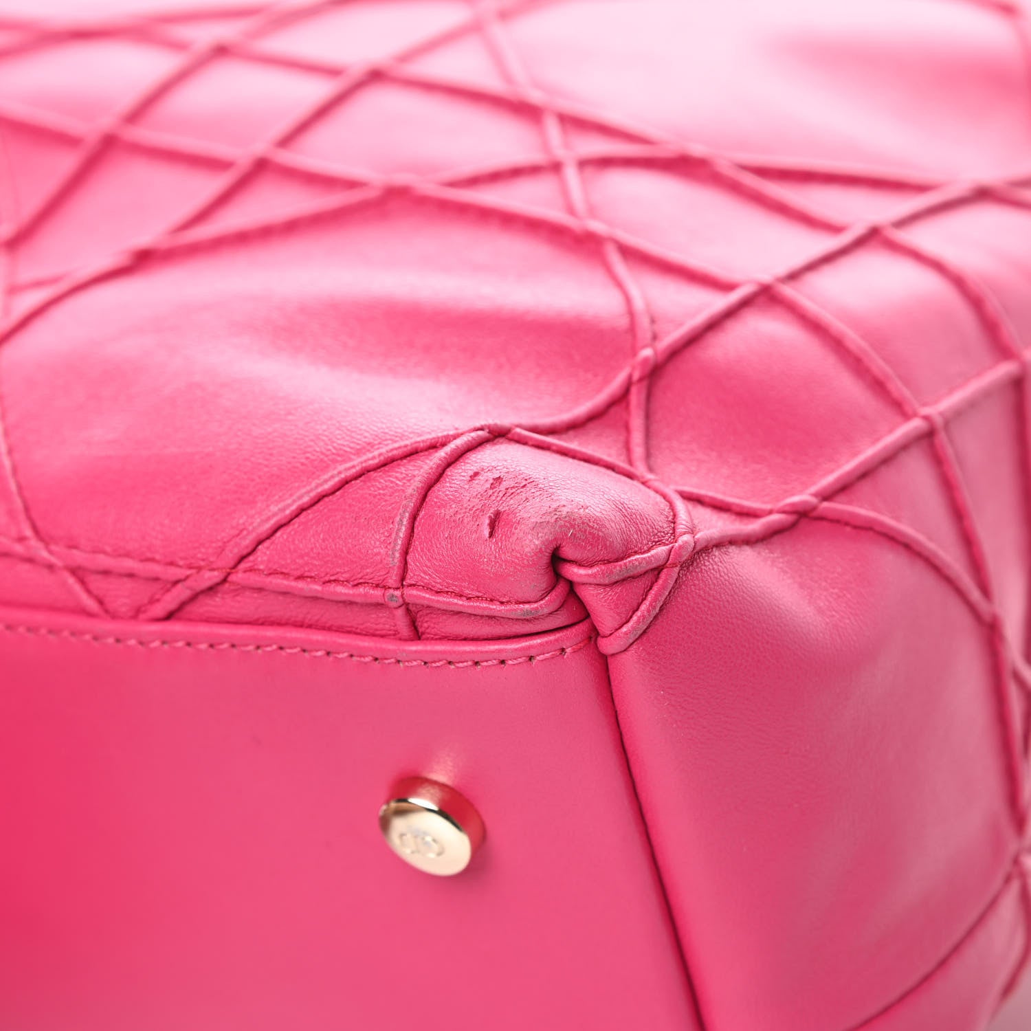 Christian Dior Lambskin Cannage Medium Granville Tote Fuchsia 11 of 14