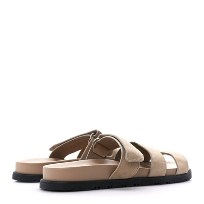Hermes Suede Goatskin Womens Chypre Sandals 39 Beige Argile 4 of 9