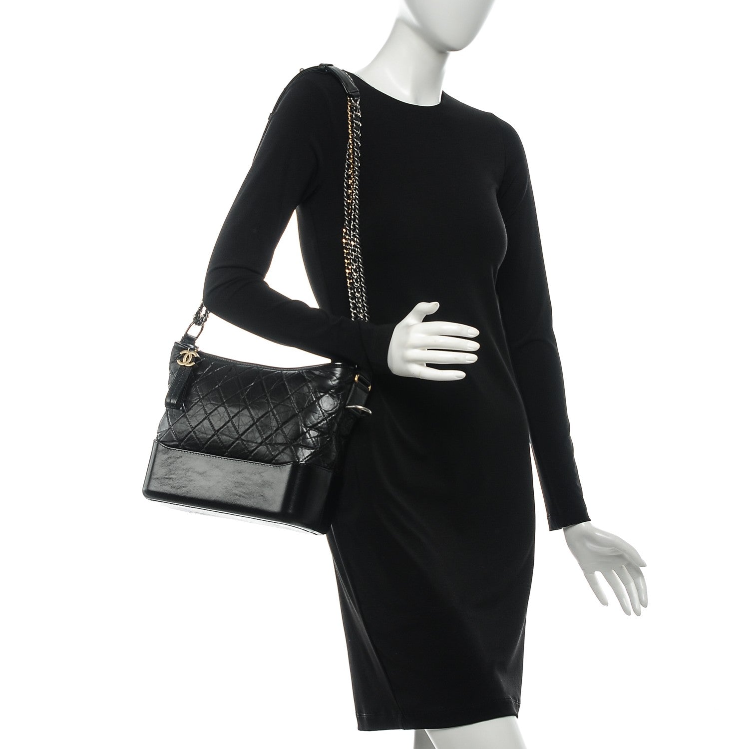 Chanel Calfskin Quilted Medium Gabrielle Hobo Black 2 of 8