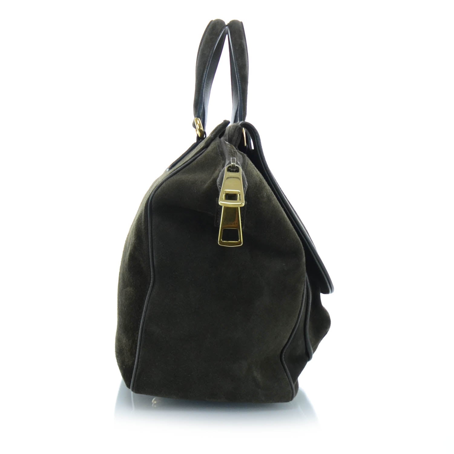 Gucci Suede Medium 1973 Top Handle Satchel Olive 4 of 13