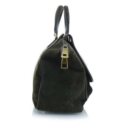 Gucci Suede Medium 1973 Top Handle Satchel Olive 4 of 13