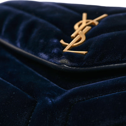 Saint Laurent Velvet Y Quilted Monogram Toy Loulou Crossbody Bag Deep Marine 13 of 14