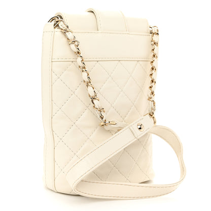 Chanel Lambskin Quilted CC Bucket Bag White 3 of 10