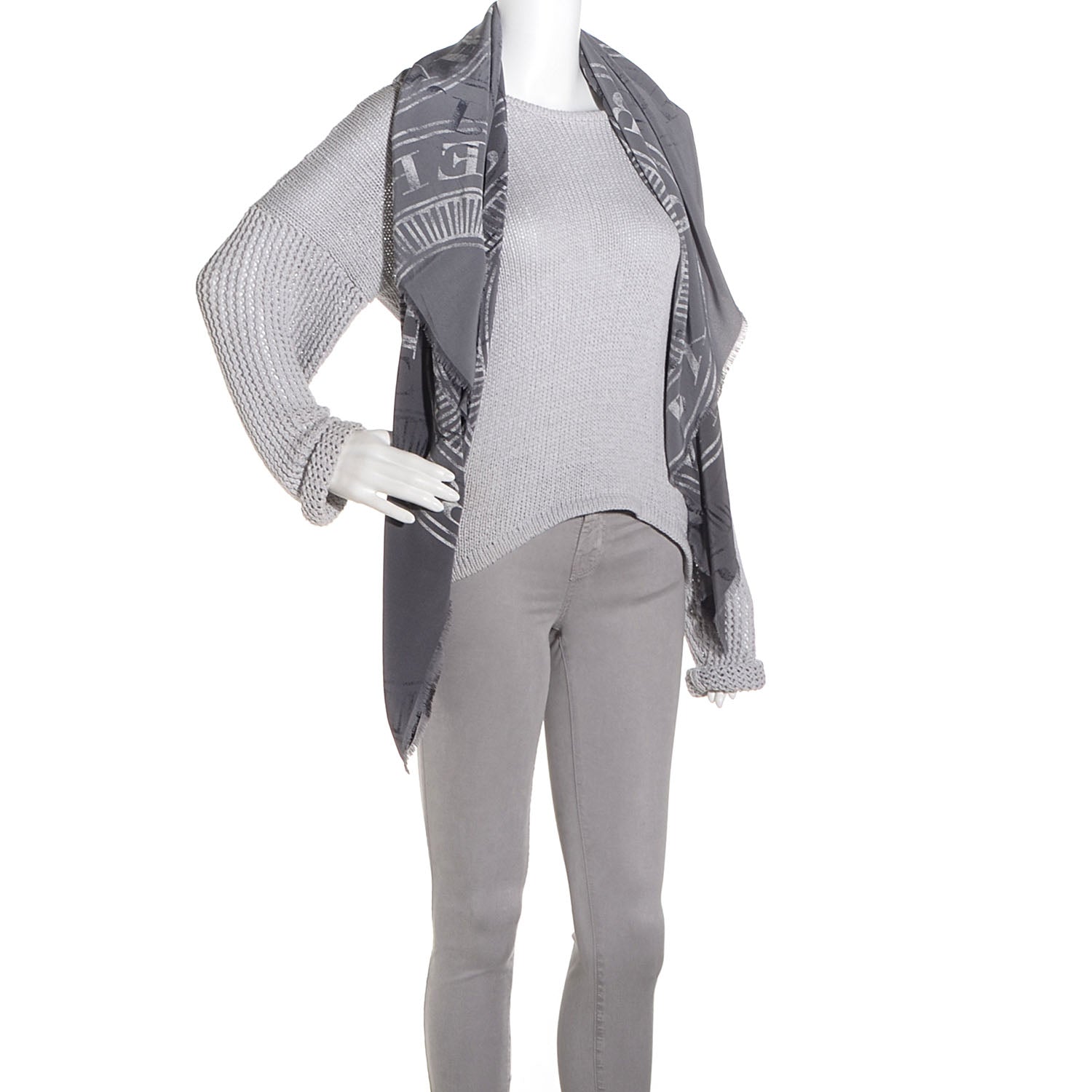 Burberry Silk Stamp Printed Scarf Grey 2 of 4