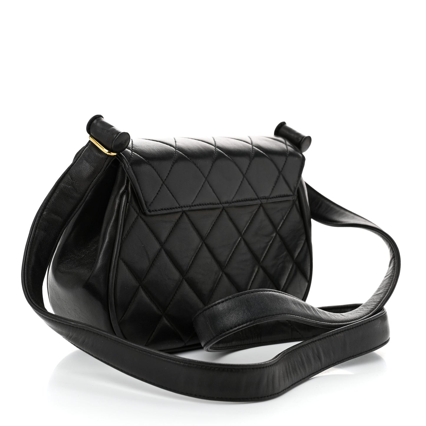 Lambskin Quilted Flap Shoulder Bag Black