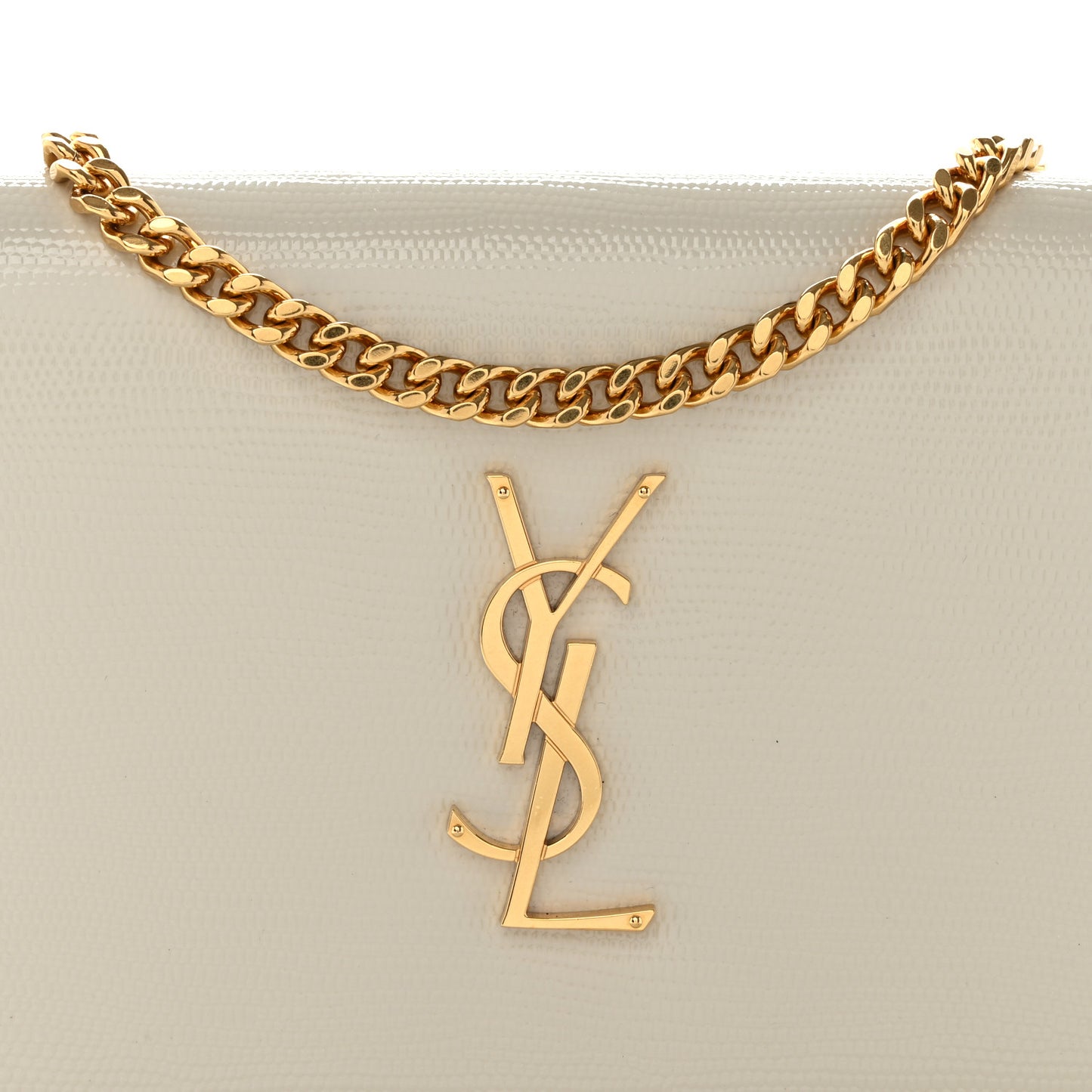 Calfskin Lizard Embossed Cassandre Wallet On Chain WOC Crema Soft