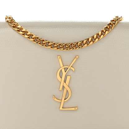 Saint Laurent Calfskin Lizard Embossed Cassandre Wallet On Chain WOC Crema Soft 8 of 12