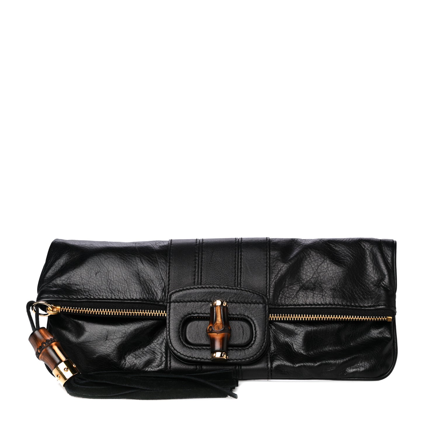 Calfskin Lucy Folded Clutch Black