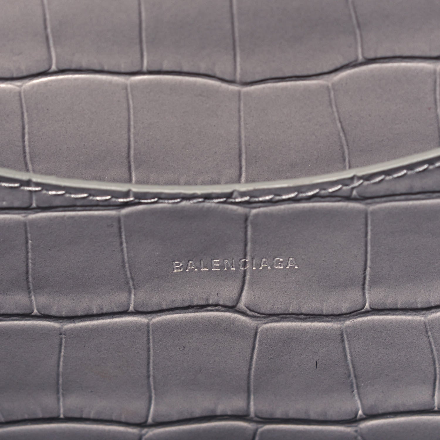 Balenciaga Shiny Supple Calfskin Crocodile Embossed Brass Hardware Neo Classic City Steel Grey 5 of 8