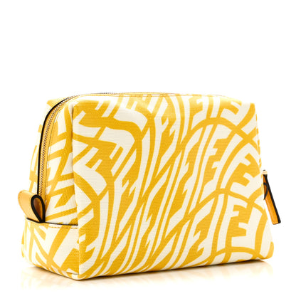 Fendi X SARAH COLEMAN Glazed Canvas Vitello King FF Vertigo Small Trapezoid Beauty Pouch Mimosa White 3 of 8