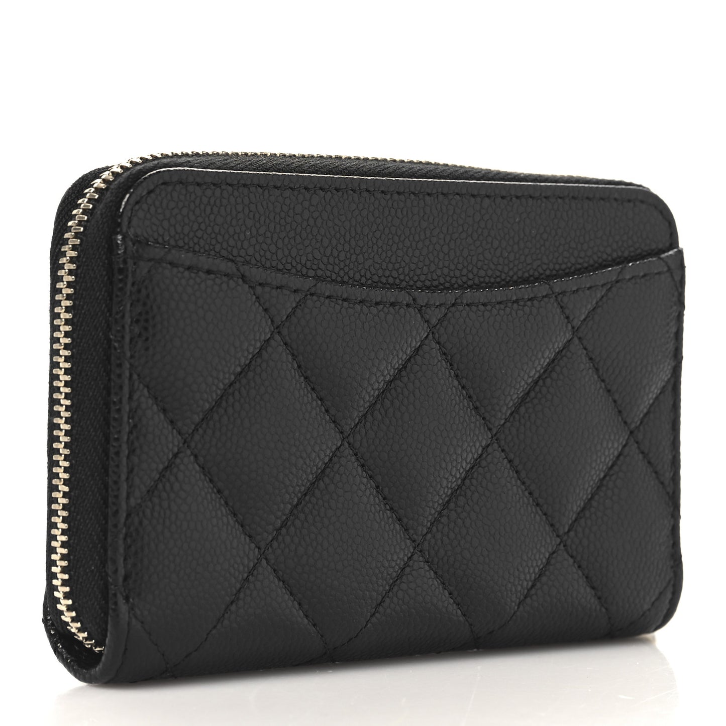 Caviar Quilted Zip Coin Purse Black