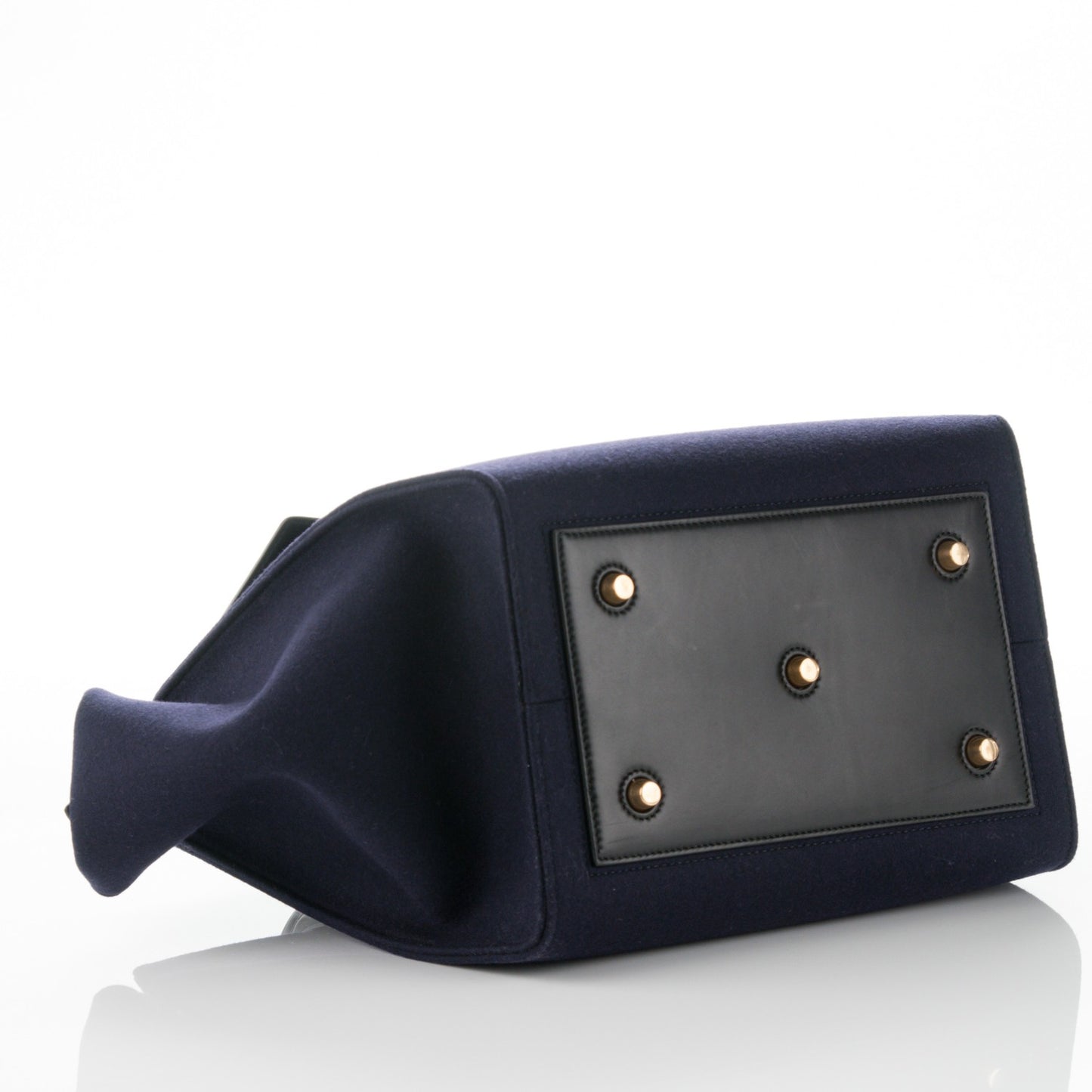 Felt Calfskin Small Tie Knot Tote Navy
