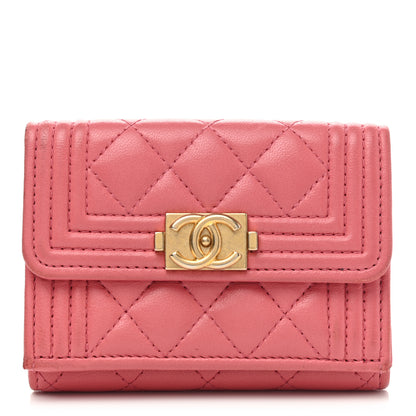 Chanel Lambskin Quilted Small Boy Flap Wallet Pink 1 of 8