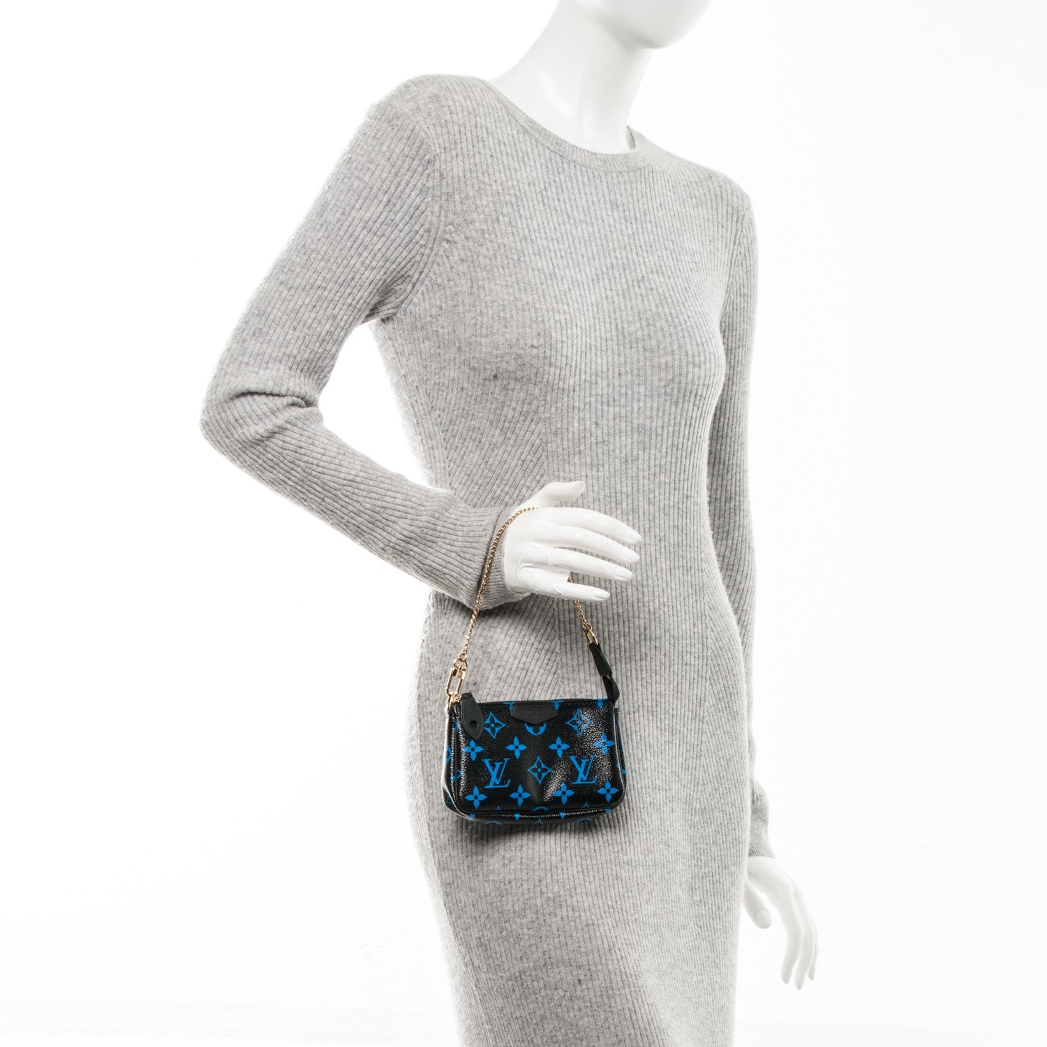 Louis Vuitton Colored Monogram Mini Pochette Accessories Blue Black 2 of 6