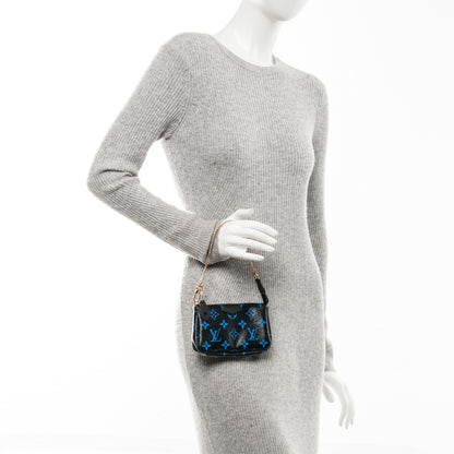 Louis Vuitton Colored Monogram Mini Pochette Accessories Blue Black 2 of 6