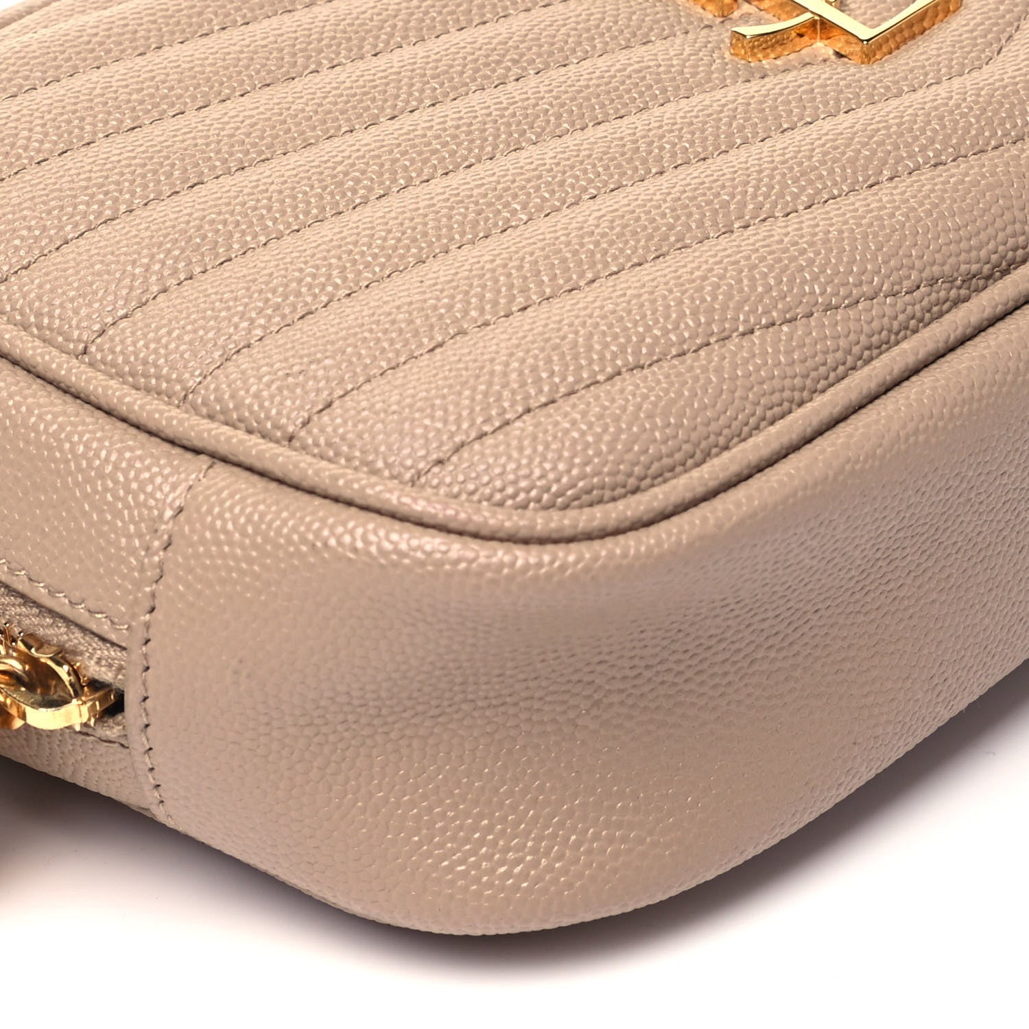 Saint Laurent Grain De Poudre Matelasse Monogram Mini Lou Camera Bag Dark Beige 8 of 9