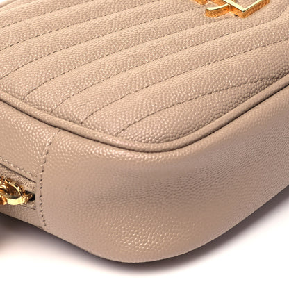 Saint Laurent Grain De Poudre Matelasse Monogram Mini Lou Camera Bag Dark Beige 8 of 9
