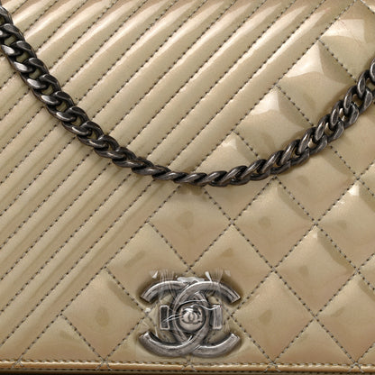 Chanel Iridescent Patent Quilted Medium Coco Boy Flap Beige 8 of 12