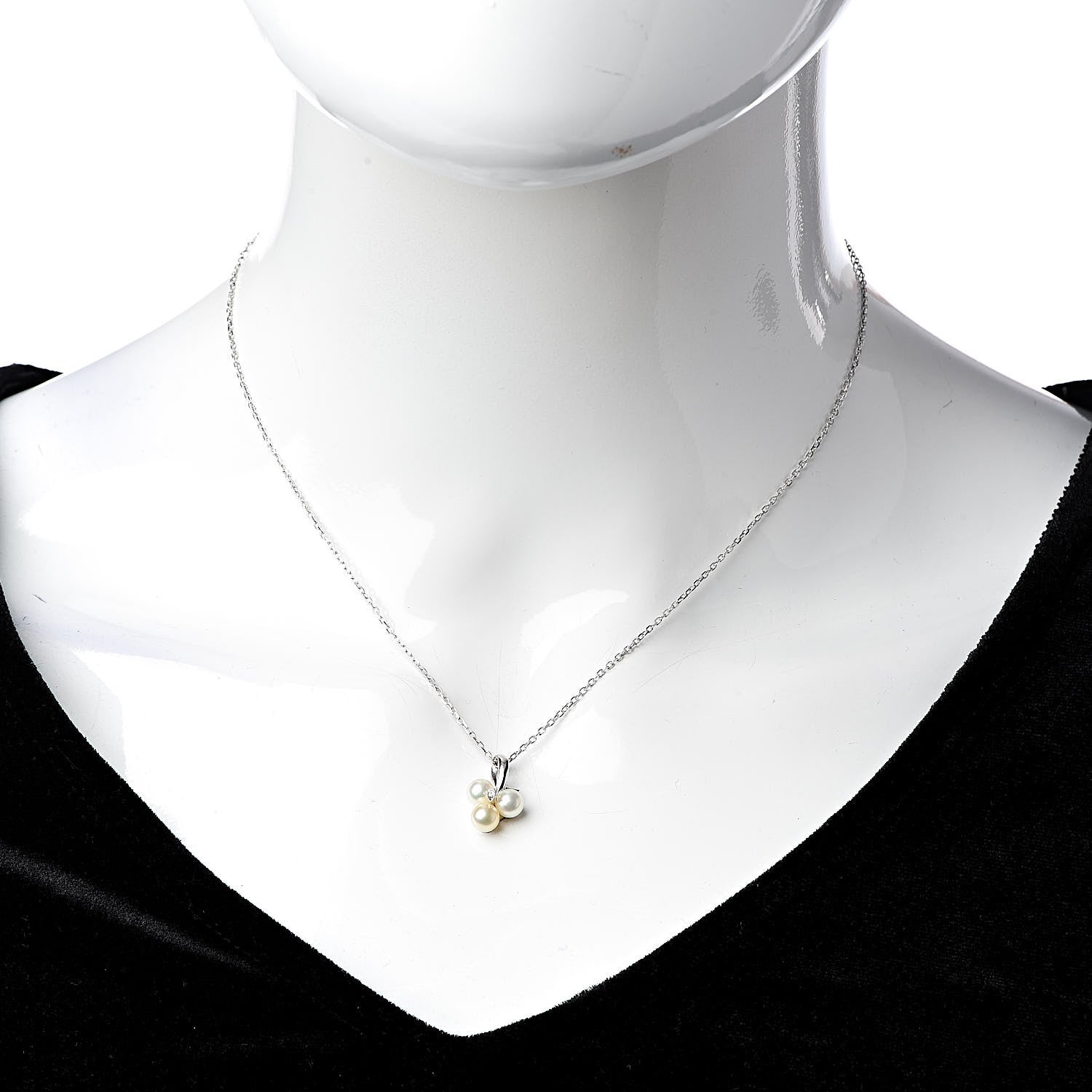 Mikimoto 18K White Gold Diamond Akoya Pearl 4.5-5mm Pendant Necklace 2 of 6