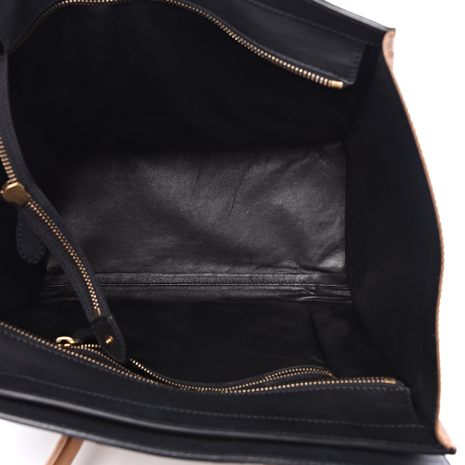 Celine Calfskin Mini Tri-Color Luggage Black Brown White 4 of 24