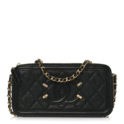 Chanel Caviar Quilted CC Filigree Clutch With Chain Black 1 of 11