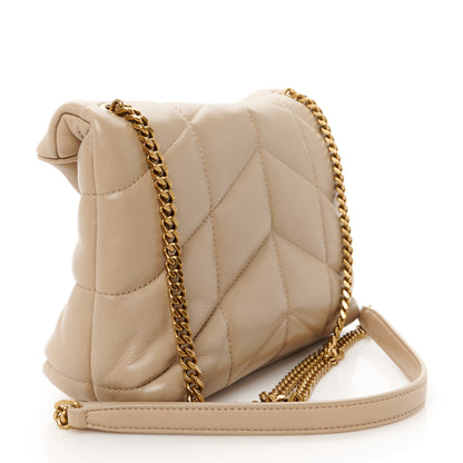 Saint Laurent Lambskin Quilted Toy Loulou Puffer Monogram Chain Satchel Nude Powder 3 of 11