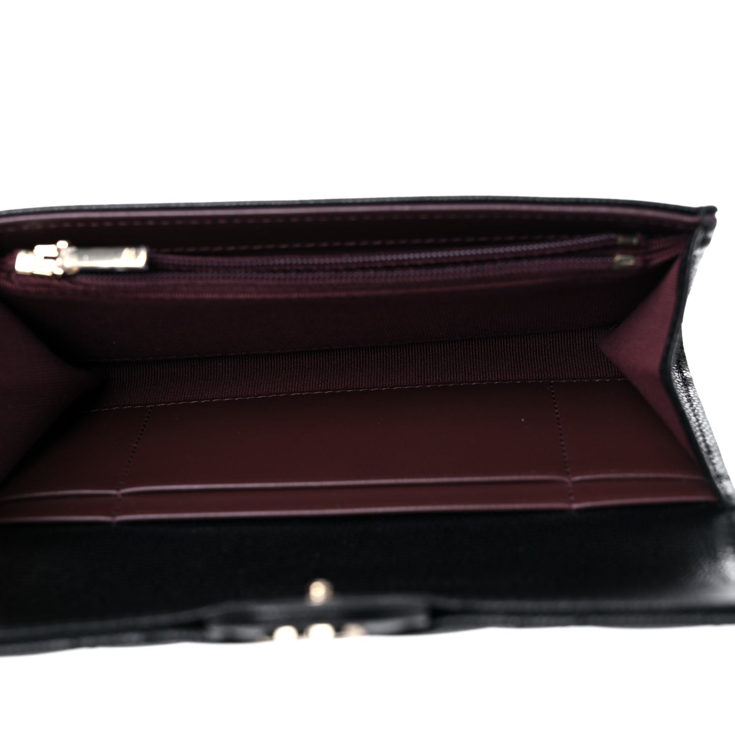 Caviar Quilted Medium Gusset Flap Wallet Black