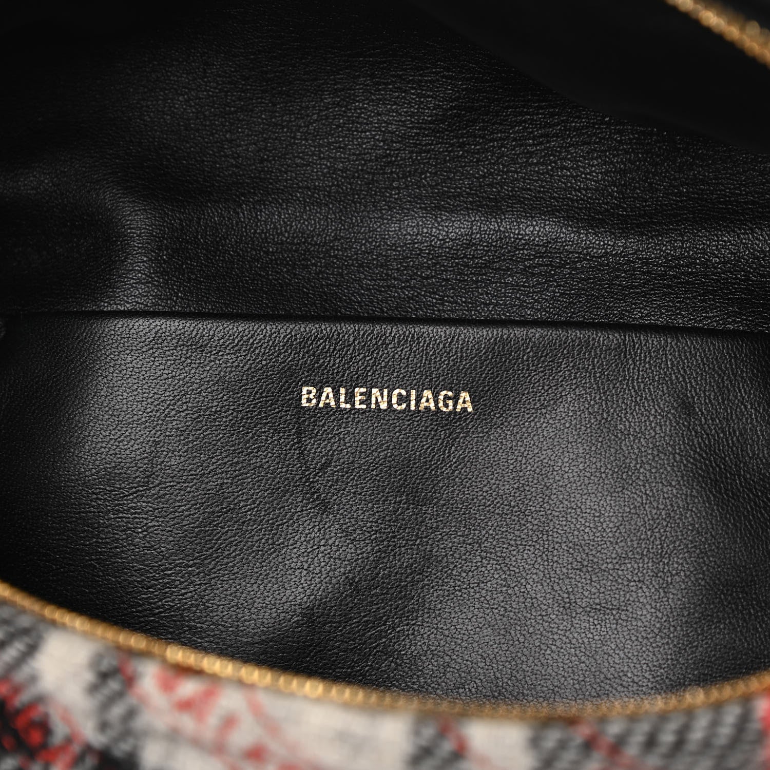 Balenciaga Wool Plaid Diagonal Allover Logo Matelasse XS Souvenir Belt Bag Black White Red 6 of 12