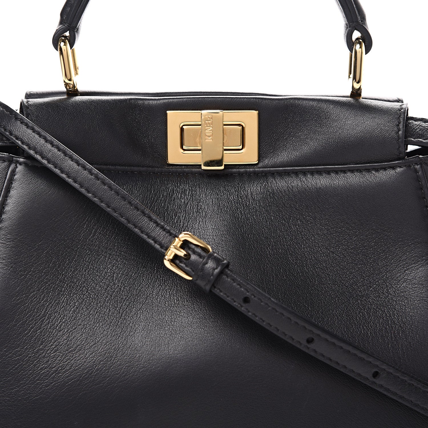 Fendi Nappa Mini Peekaboo Iconic Satchel Black 9 of 11