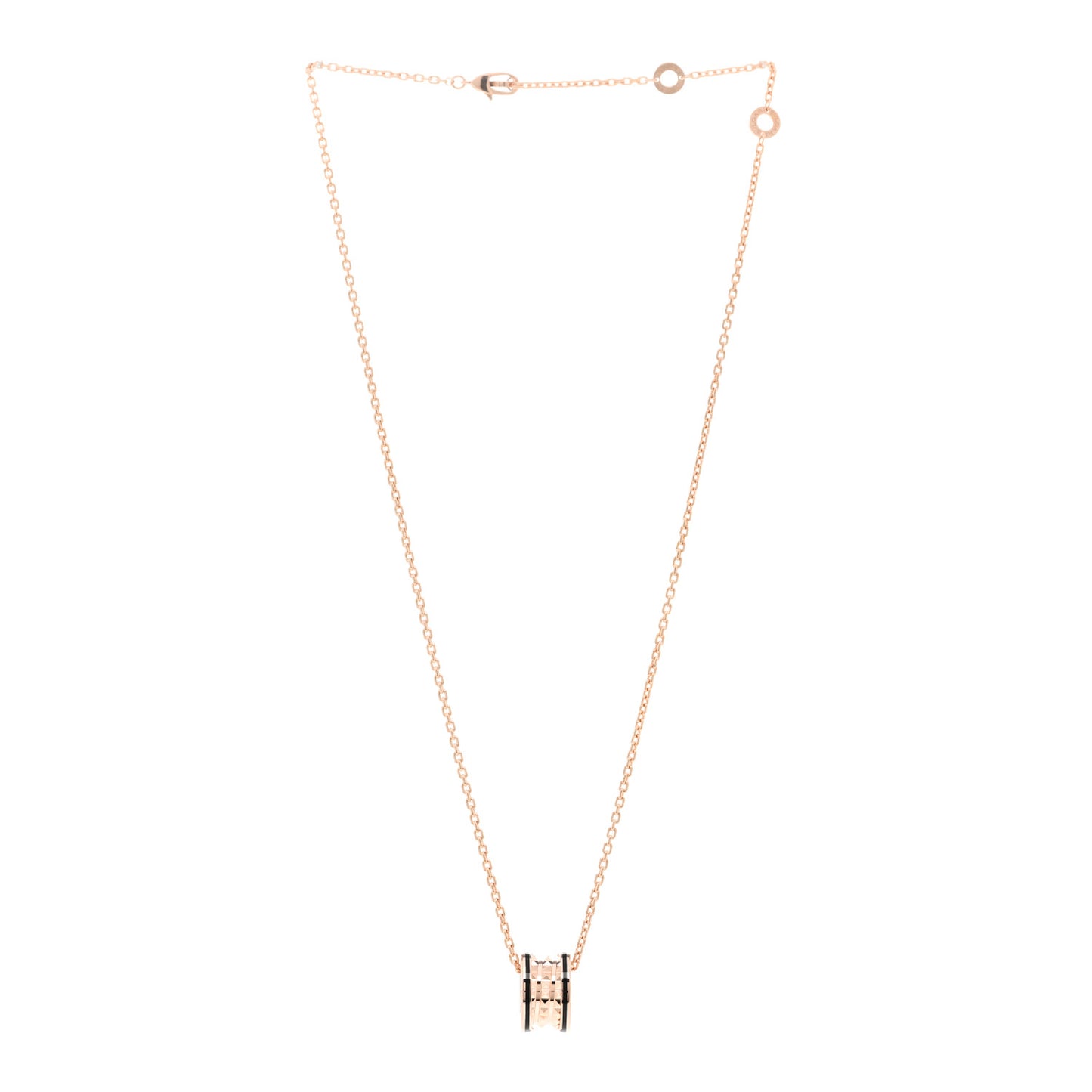 18K Rose Gold Black Ceramic B.Zero1 Rock Pendant Necklace