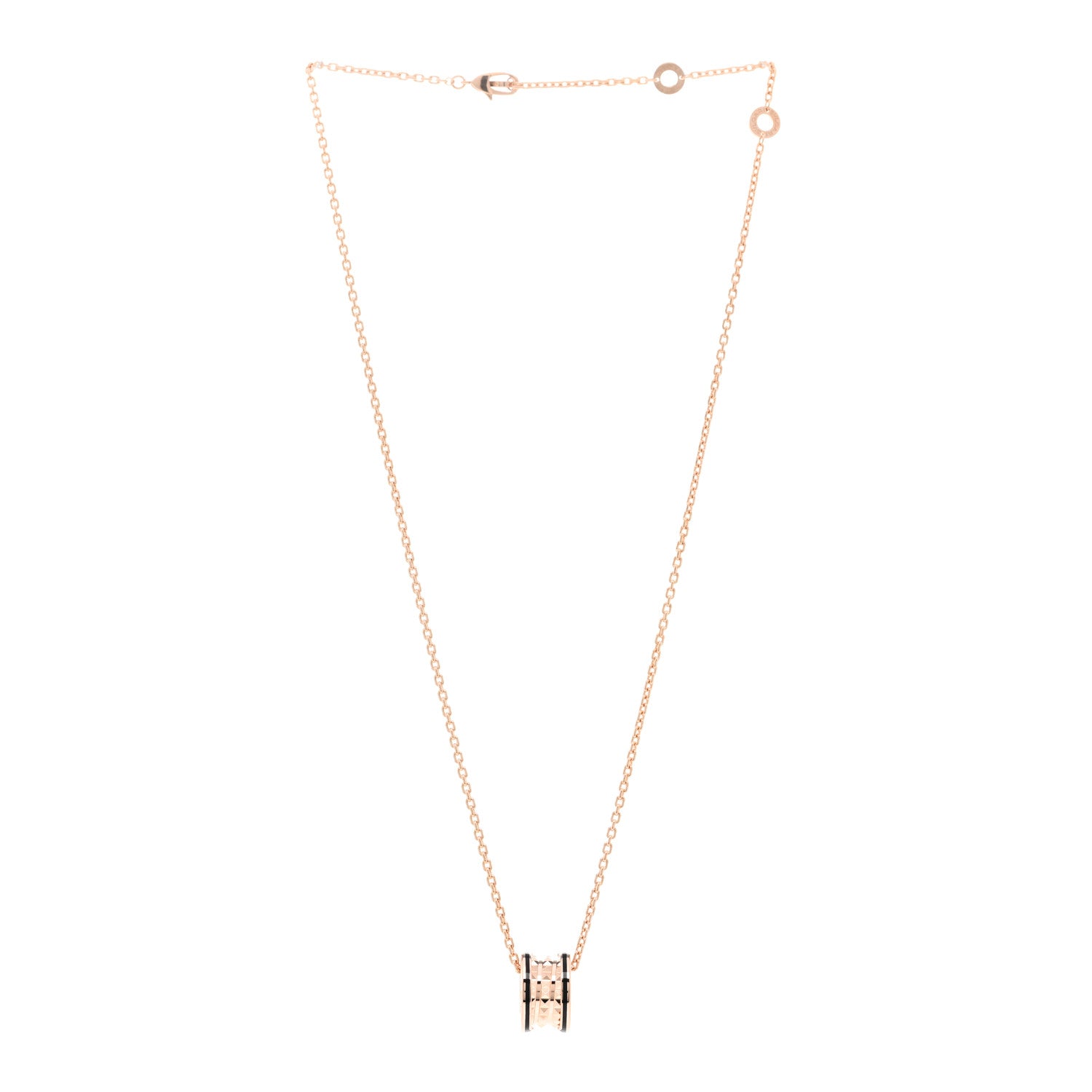 Bulgari 18K Rose Gold Black Ceramic B.Zero1 Rock Pendant Necklace 3 of 6