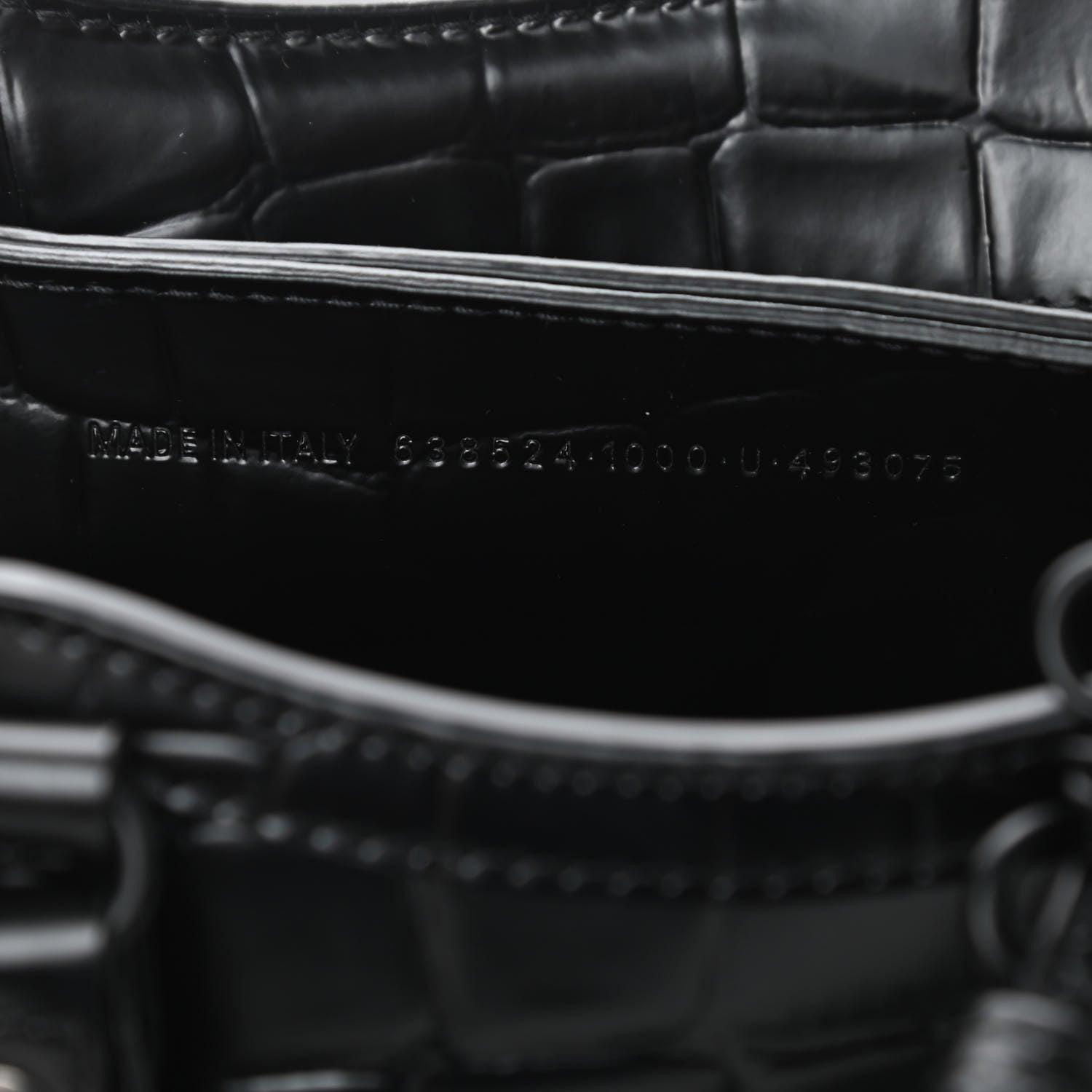 Balenciaga Semi Shiny Calfskin Crocodile Embossed Neo Classic Black Hardware Mini City Black 7 of 10