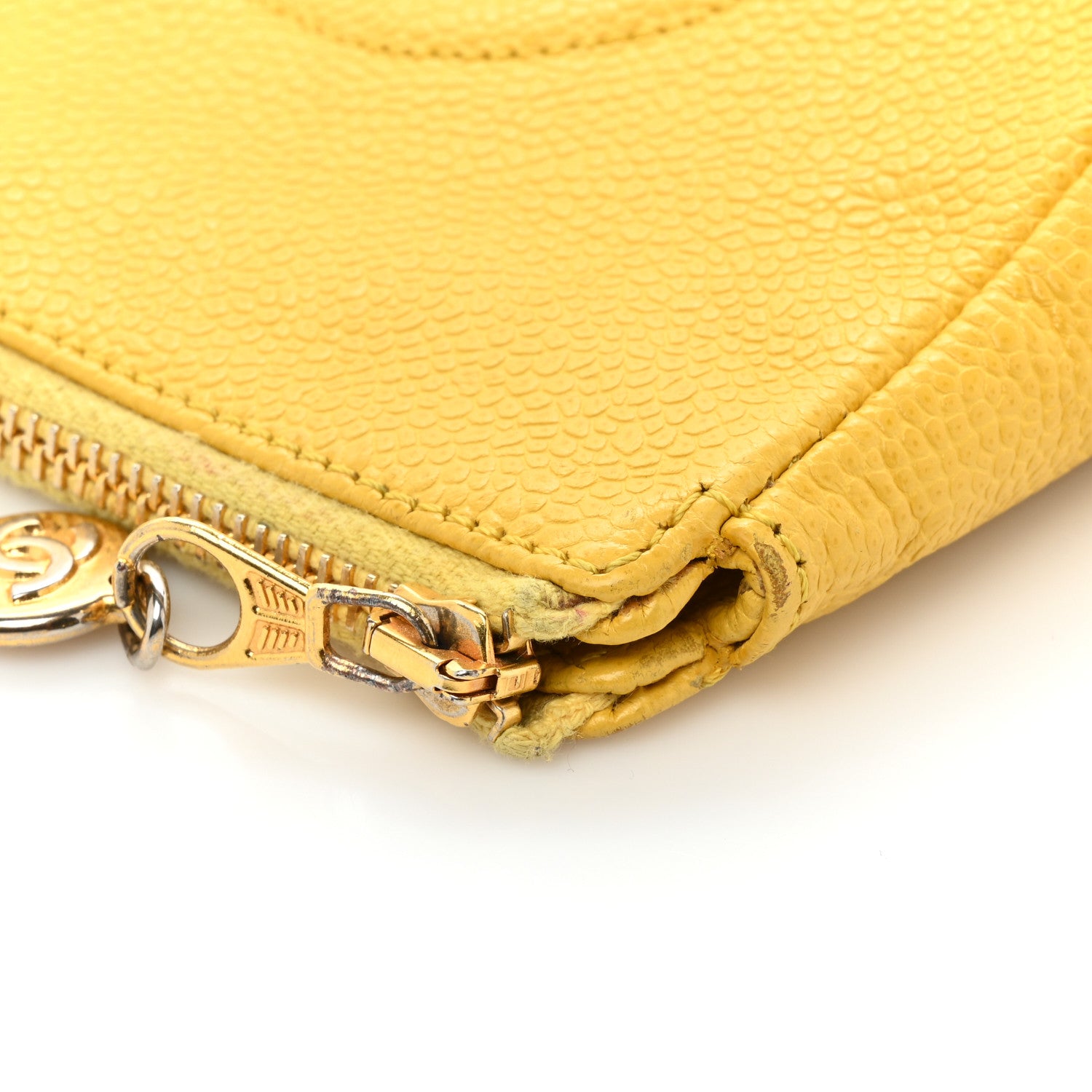 Chanel Caviar Timeless CC Cosmetic Pouch Yellow 12 of 15